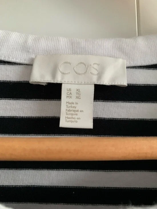 COS 100% cotton Black & White Striped relaxed fit Men’s T-Shirt size XL - Picture 4 of 6